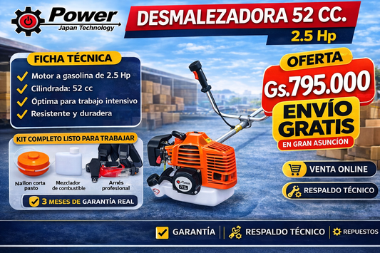 🚀 DESMALEZADORA 52 CC – 2.5 HP | POTENCIA Y RENDIMIENTO PROFESIONAL